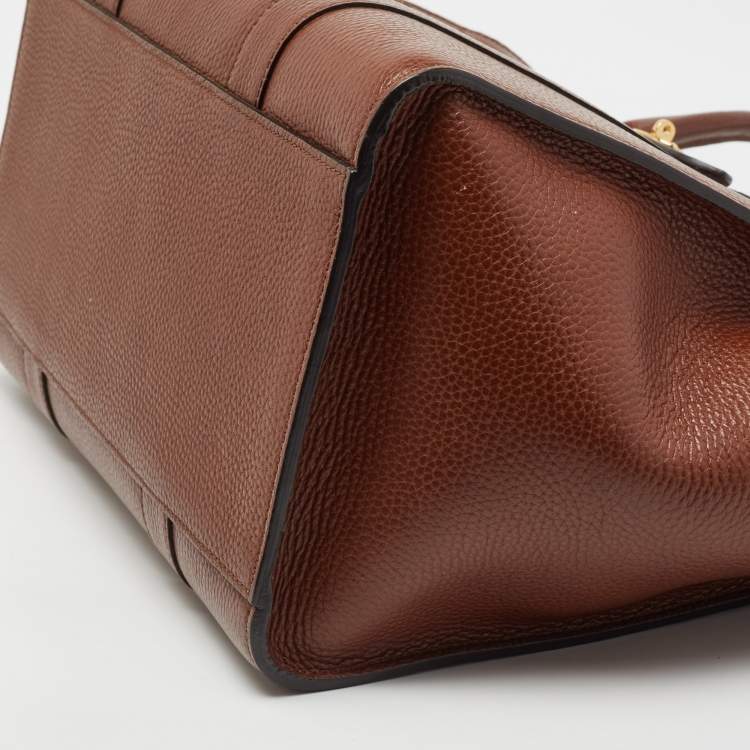Pre Owned Mulberry Brown Grained Leather Zipped Bayswater Tote