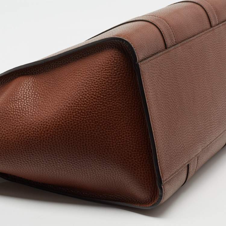 Pre Owned Mulberry Brown Grained Leather Zipped Bayswater Tote