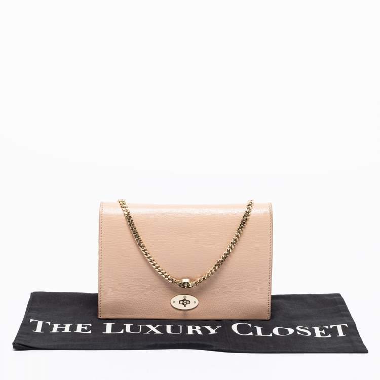 Pre Owned Mulberry Beige Leather Postman Lock Chain Shoulder Bag