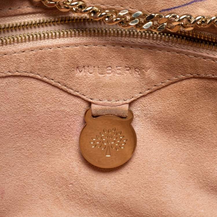 Pre Owned Mulberry Beige Leather Postman Lock Chain Shoulder Bag