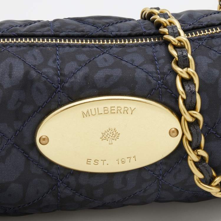 Pre Owned Mulberry Blue/Black Printed Nylon Crossbody Bag