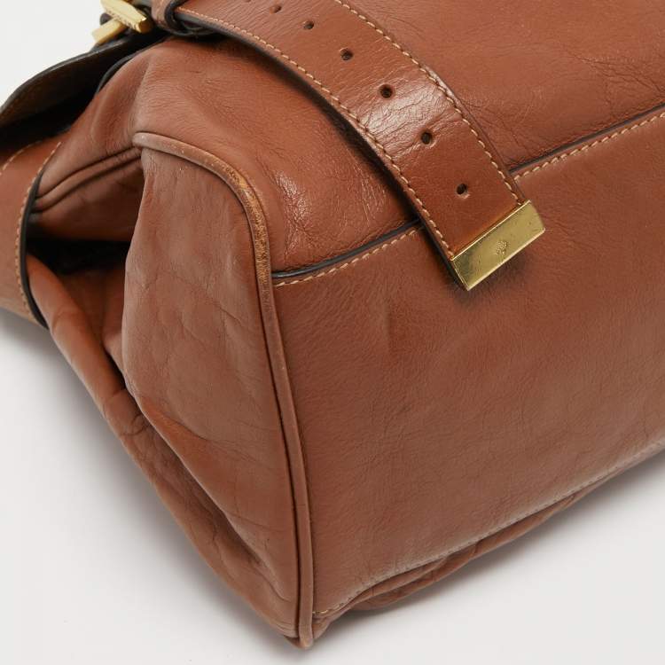 Pre Owned Mulberry Brown Leather Alexa Top Handle Bag