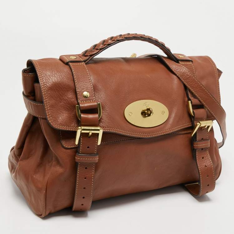Pre Owned Mulberry Brown Leather Alexa Top Handle Bag
