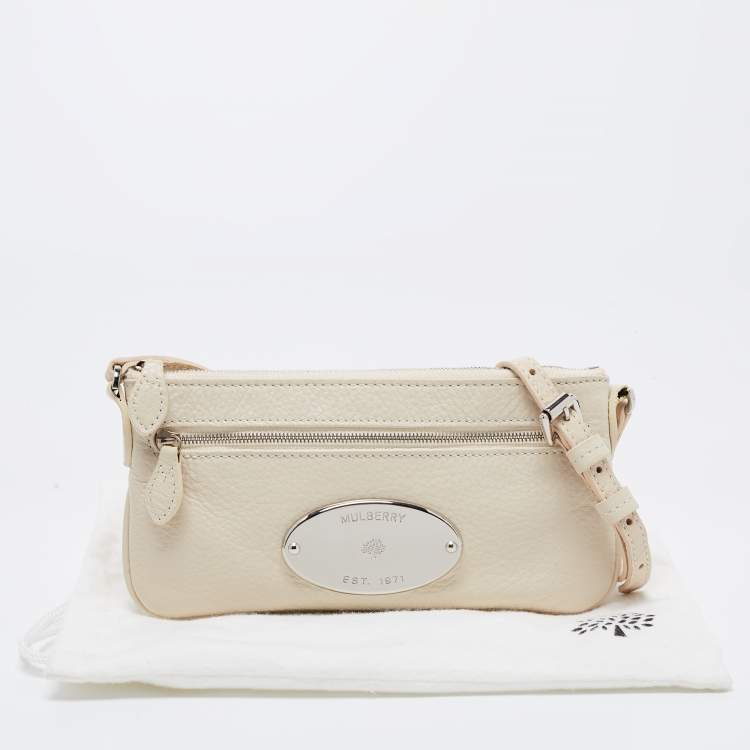 Pre Owned Mulberry Off White Pebbled Leather Kristin Crossbody Bag
