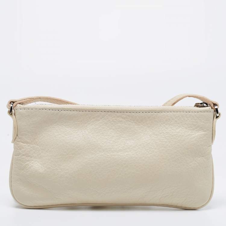 Pre Owned Mulberry Off White Pebbled Leather Kristin Crossbody Bag