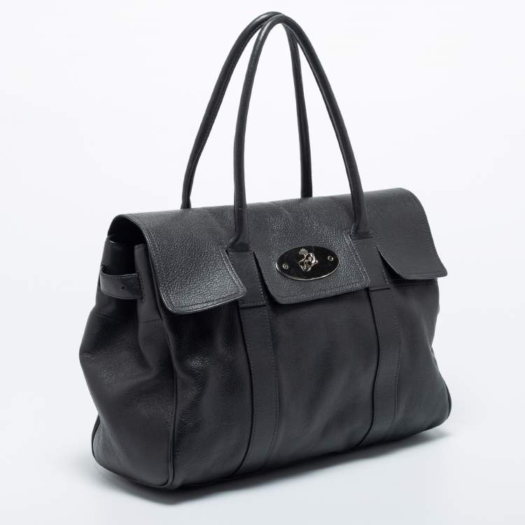Pre Owned Mulberry Dark Grey Leather Bayswater Satchel