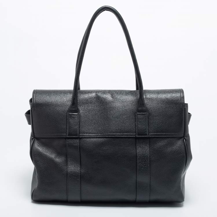 Pre Owned Mulberry Dark Grey Leather Bayswater Satchel