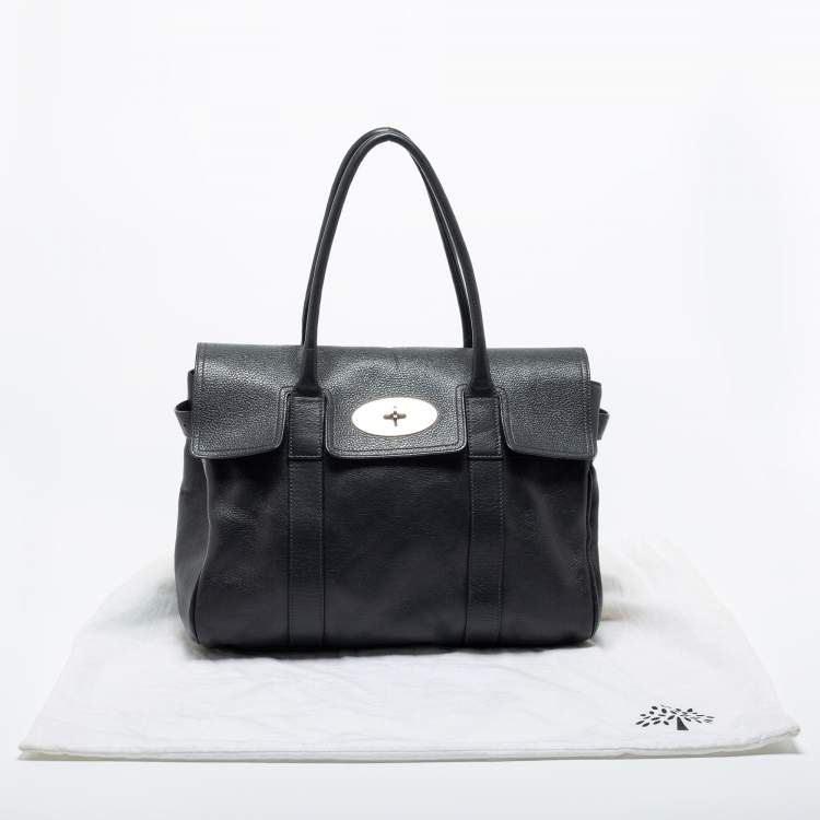 Pre Owned Mulberry Dark Grey Leather Bayswater Satchel