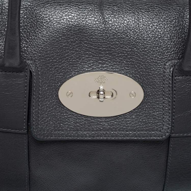 Pre Owned Mulberry Dark Grey Leather Bayswater Satchel