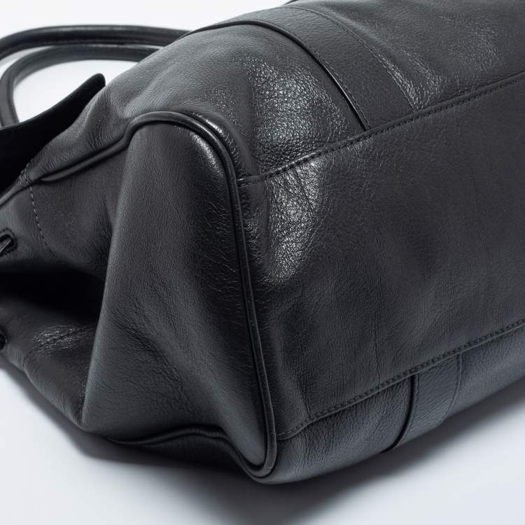 Pre Owned Mulberry Dark Grey Leather Bayswater Satchel