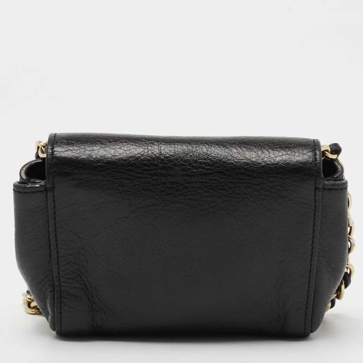Pre Owned Mulberry Black Leather Mini Lily Chain Crossbody Bag