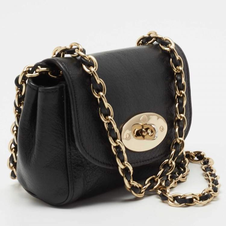 Pre Owned Mulberry Black Leather Mini Lily Chain Crossbody Bag