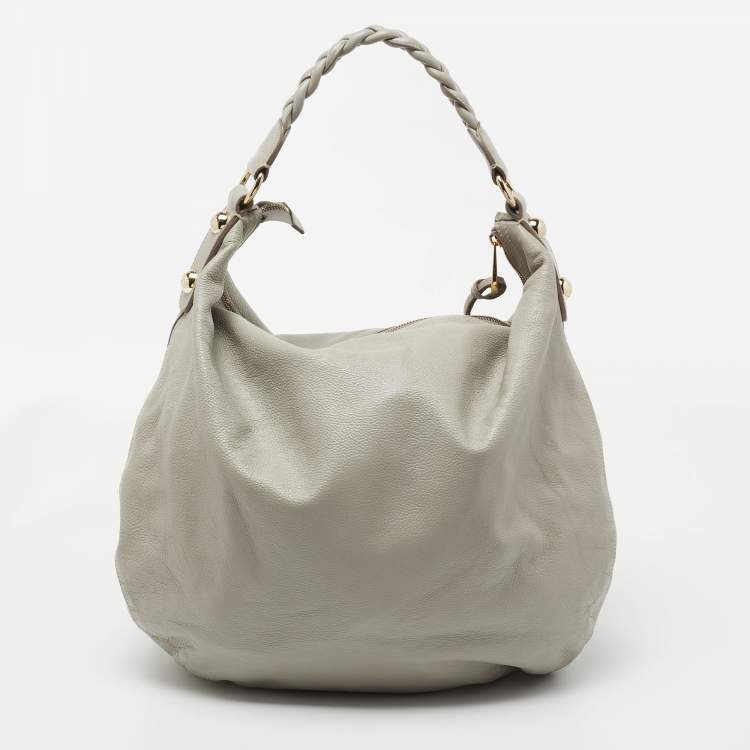 Pre Owned Mulberry Grey Leather Large Daria Hobo