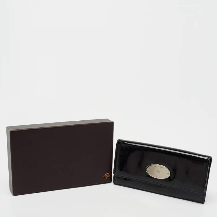 Pre Owned Mulberry Black Patent Leather Continental Wallet
