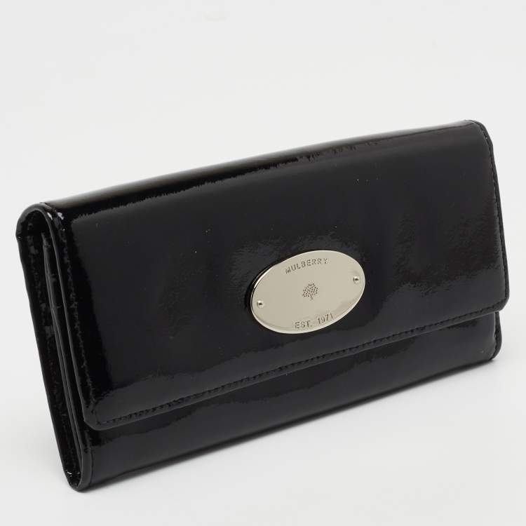 Pre Owned Mulberry Black Patent Leather Continental Wallet