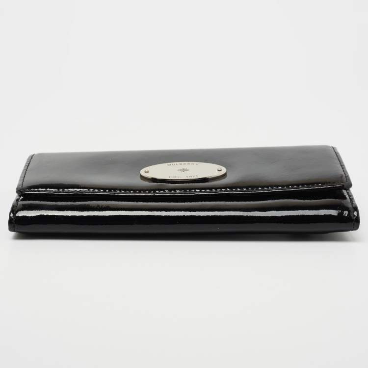 Pre Owned Mulberry Black Patent Leather Continental Wallet
