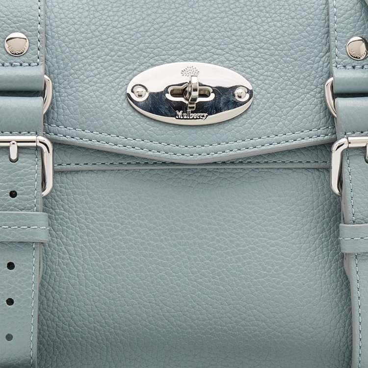 Pre Owned Mulberry Pastel Blue Leather Mini Alexa Top Handle Bag