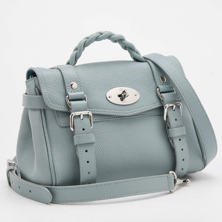Pre Owned Mulberry Pastel Blue Leather Mini Alexa Top Handle Bag