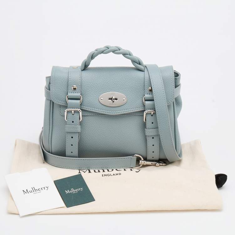 Pre Owned Mulberry Pastel Blue Leather Mini Alexa Top Handle Bag