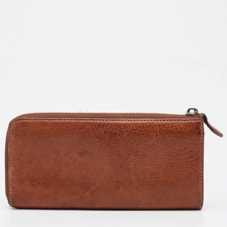 Pre Owned Mulberry Brown Leather Zip Continental Wallet