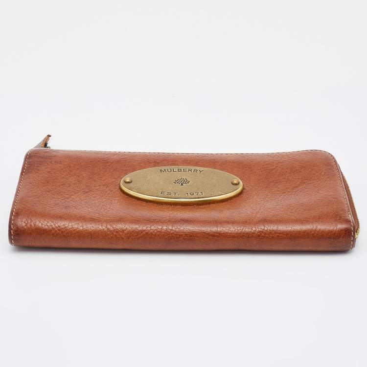 Pre Owned Mulberry Brown Leather Zip Continental Wallet