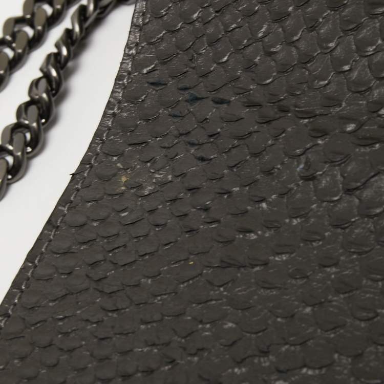 Pre Owned Mulberry Black Python Embossed Leather Delphine Chain Shoulder Bag