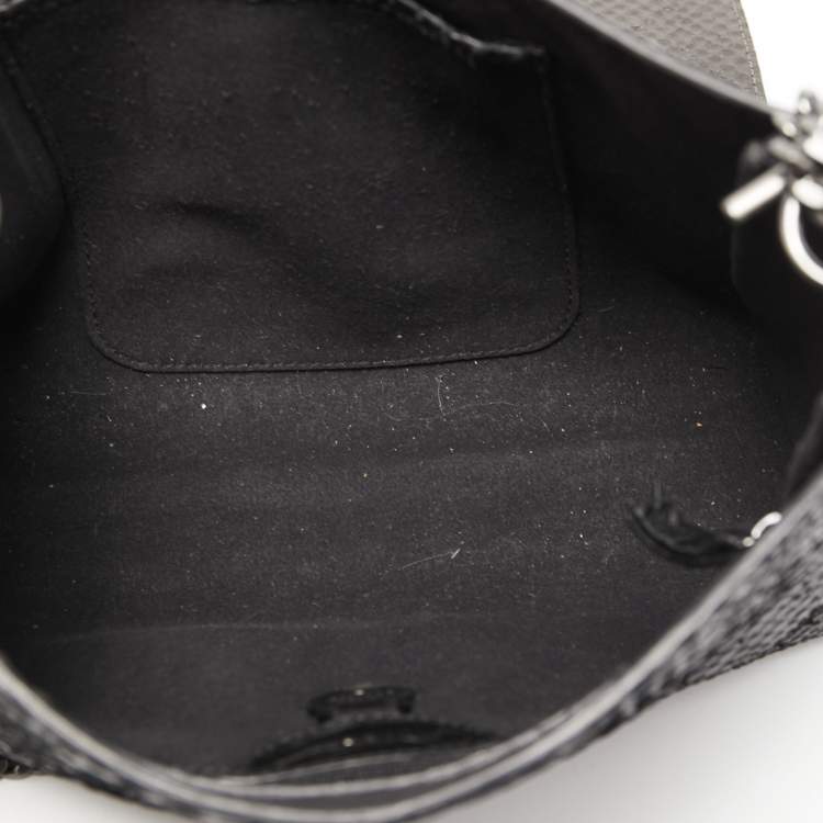 Pre Owned Mulberry Black Python Embossed Leather Delphine Chain Shoulder Bag