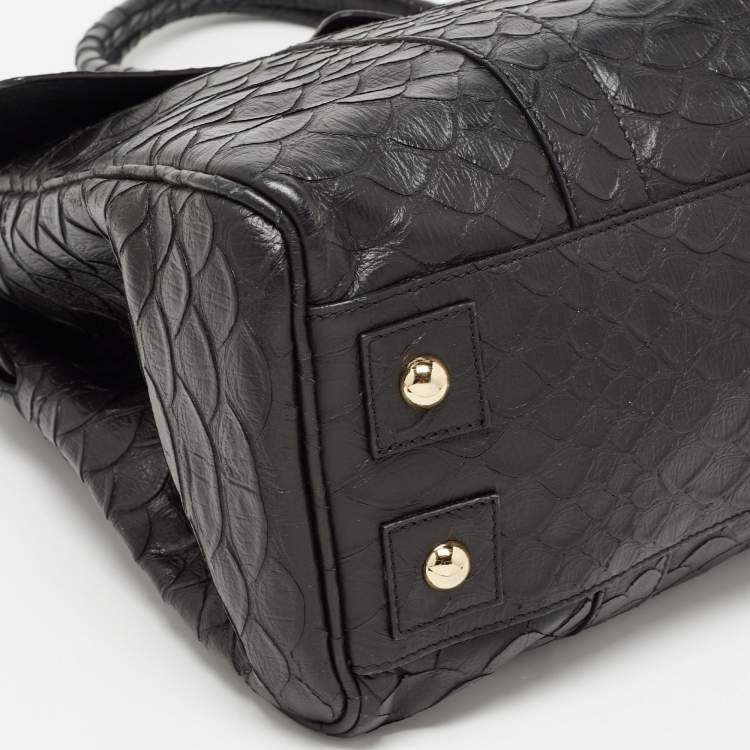 Pre Owned Mulberry Black Python Embossed Leather Bayswater Satchel