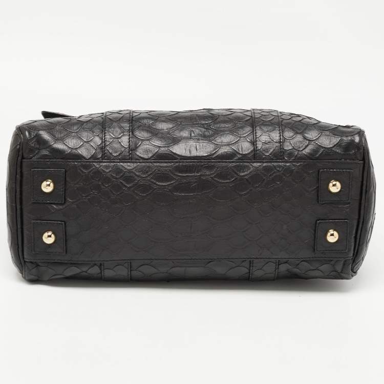 Pre Owned Mulberry Black Python Embossed Leather Bayswater Satchel