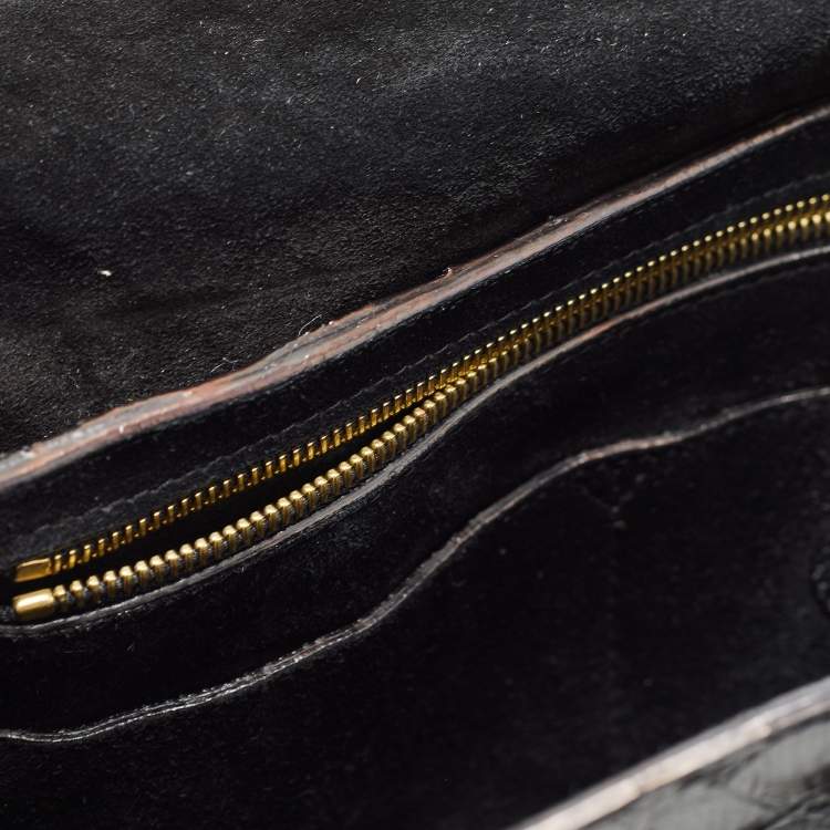 Pre Owned Mulberry Black Python Embossed Leather Bayswater Satchel