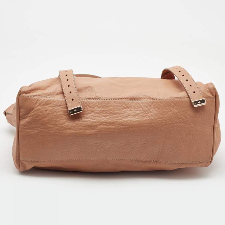 Pre Owned Mulberry Peach Leather Oversized Alexa Satchel
