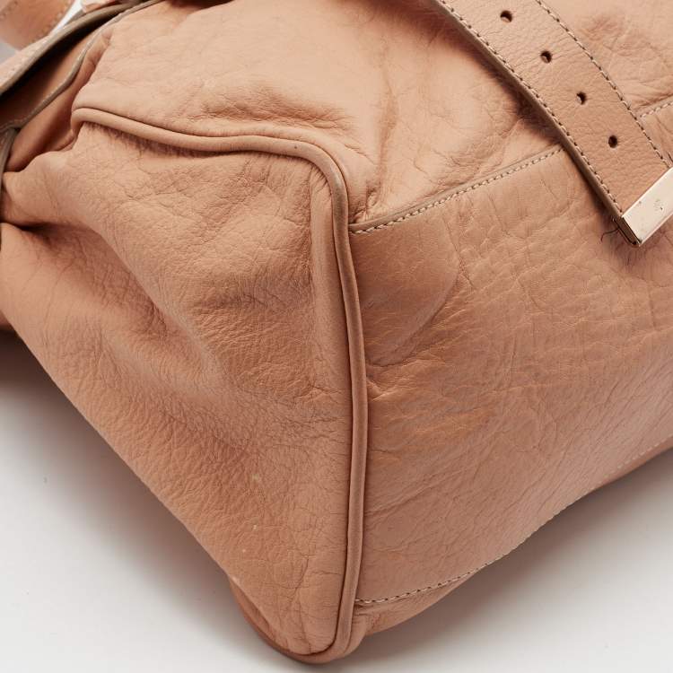 Pre Owned Mulberry Peach Leather Oversized Alexa Satchel