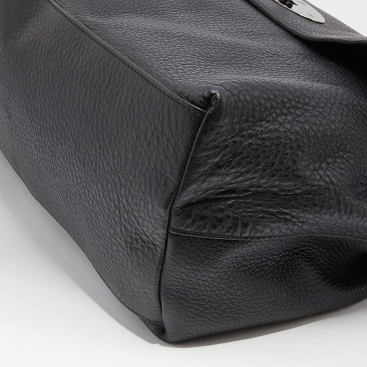 Pre Owned Mulberry Black Leather Flap Top Handle Bag