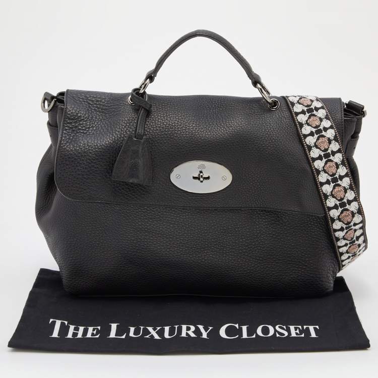 Pre Owned Mulberry Black Leather Flap Top Handle Bag