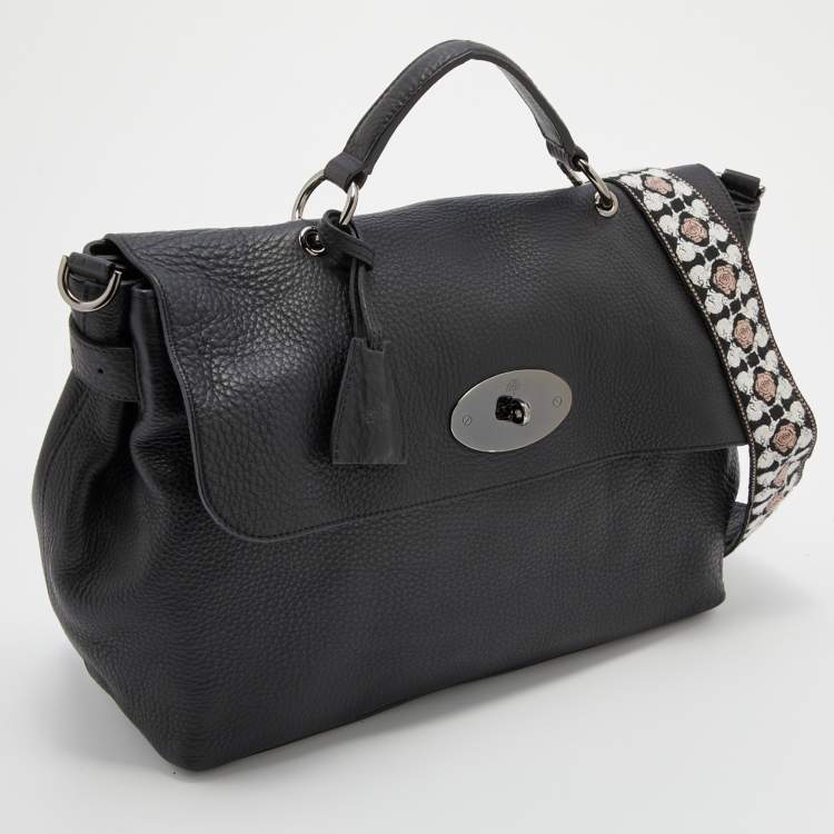 Pre Owned Mulberry Black Leather Flap Top Handle Bag