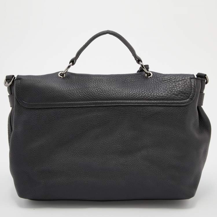 Pre Owned Mulberry Black Leather Flap Top Handle Bag