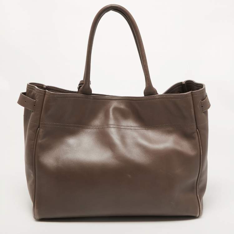Pre Owned Mulberry Grey Leather Bayswater Tote