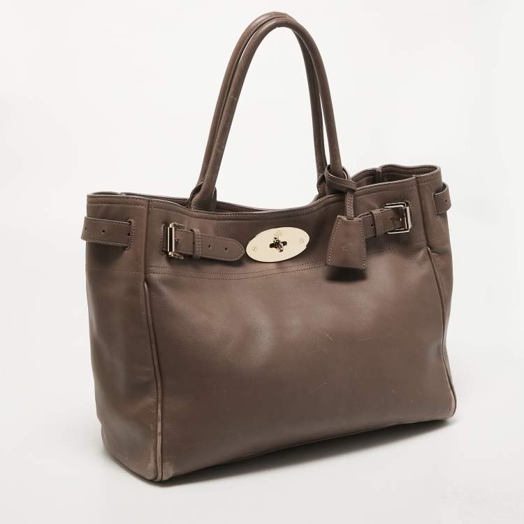 Pre Owned Mulberry Grey Leather Bayswater Tote
