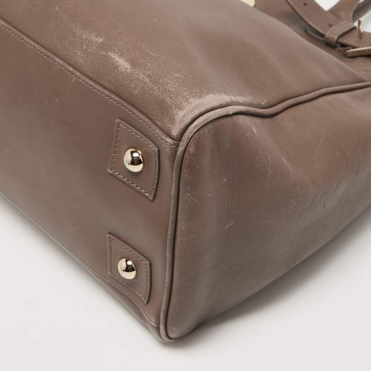 Pre Owned Mulberry Grey Leather Bayswater Tote