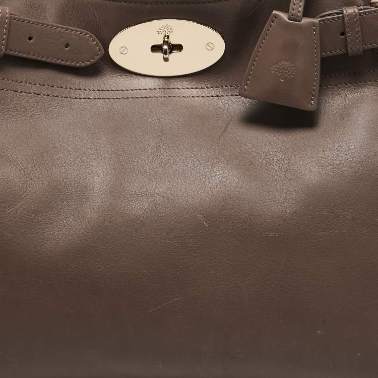 Pre Owned Mulberry Grey Leather Bayswater Tote