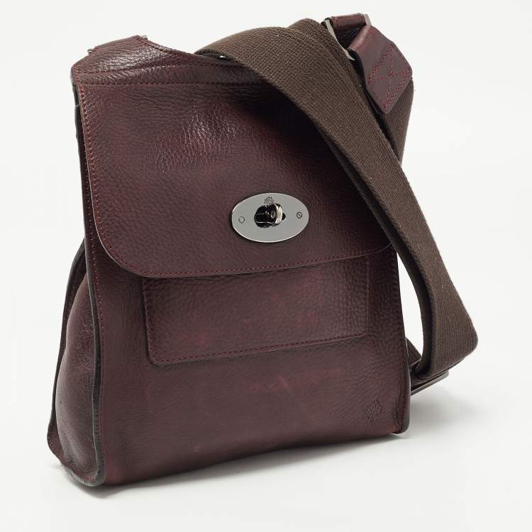 Pre Owned Mulberry Burgundy Leather Antony Messenger Bag