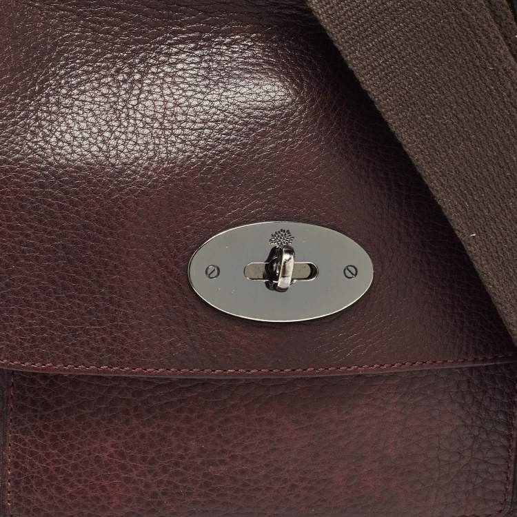 Pre Owned Mulberry Burgundy Leather Antony Messenger Bag