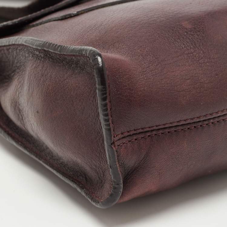Pre Owned Mulberry Burgundy Leather Antony Messenger Bag