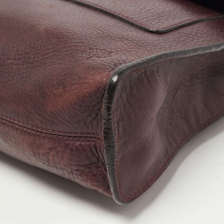 Pre Owned Mulberry Burgundy Leather Antony Messenger Bag