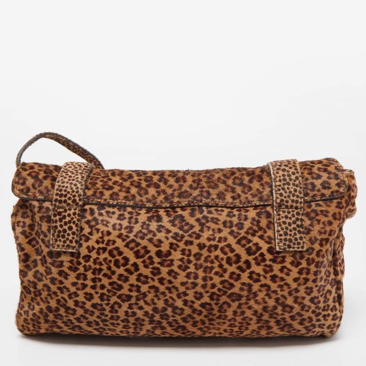Pre Owned Mulberry Brown Leopard Print Calf Hair Alexa Crossbody Bag