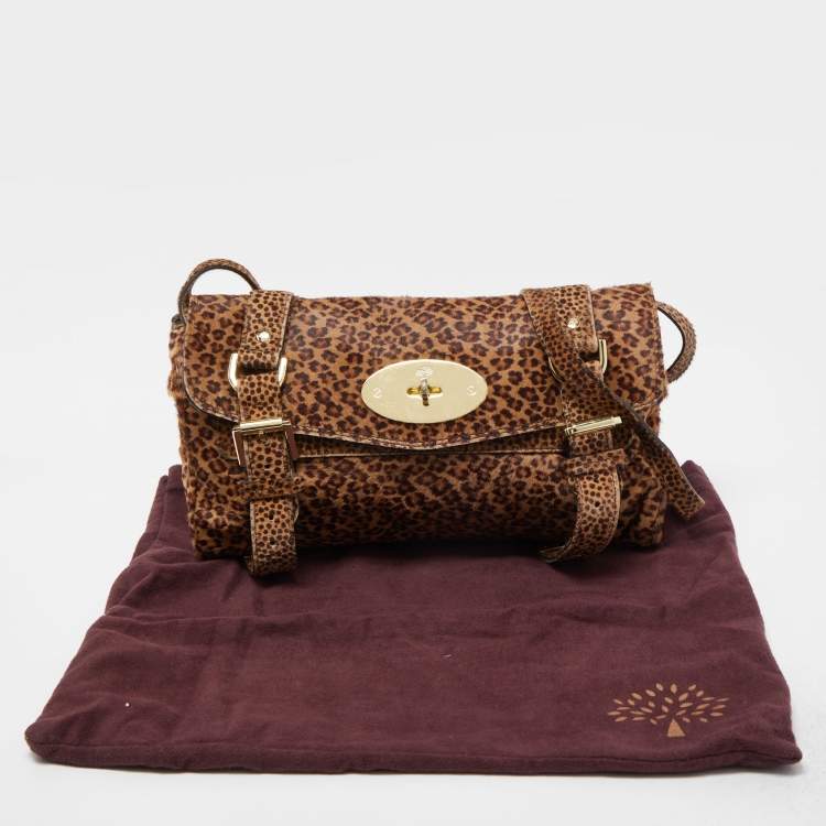 Pre Owned Mulberry Brown Leopard Print Calf Hair Alexa Crossbody Bag