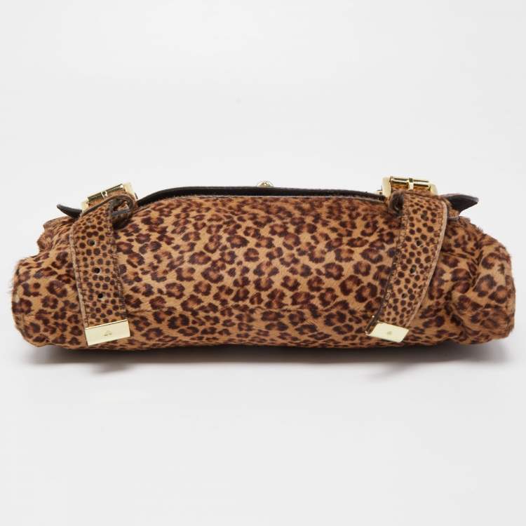Pre Owned Mulberry Brown Leopard Print Calf Hair Alexa Crossbody Bag