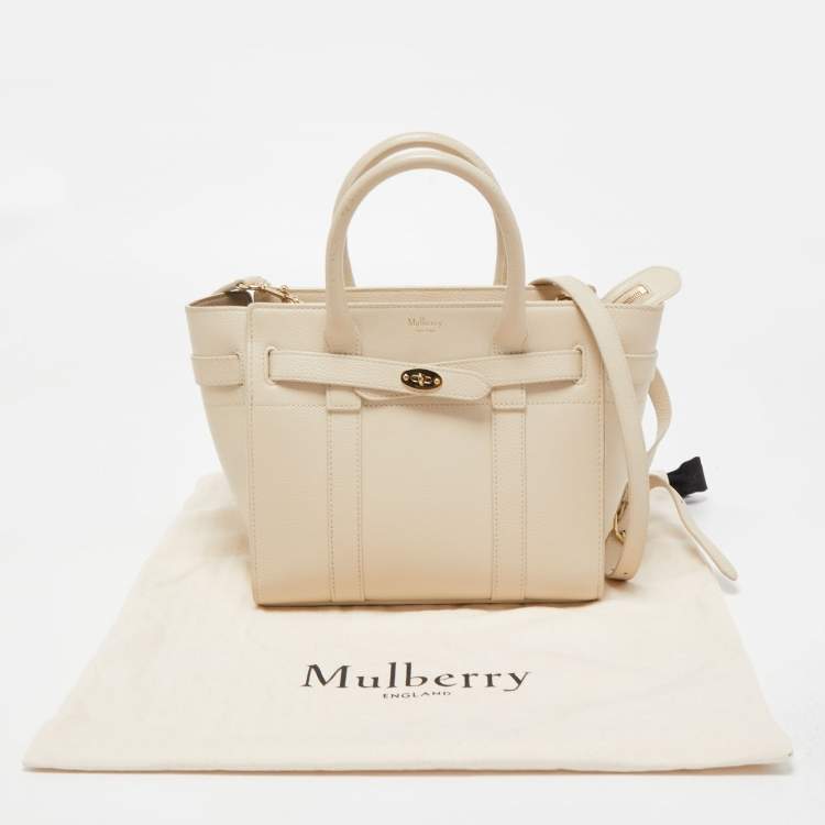 Pre Owned Mulberry Cream Leather Mini Bayswater Tote