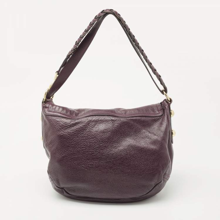 Pre Owned Mulberry Burgundy Grained Leather Daria Shoulder Bag