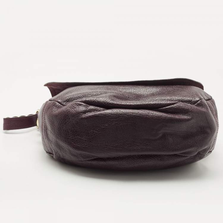 Pre Owned Mulberry Burgundy Grained Leather Daria Shoulder Bag
